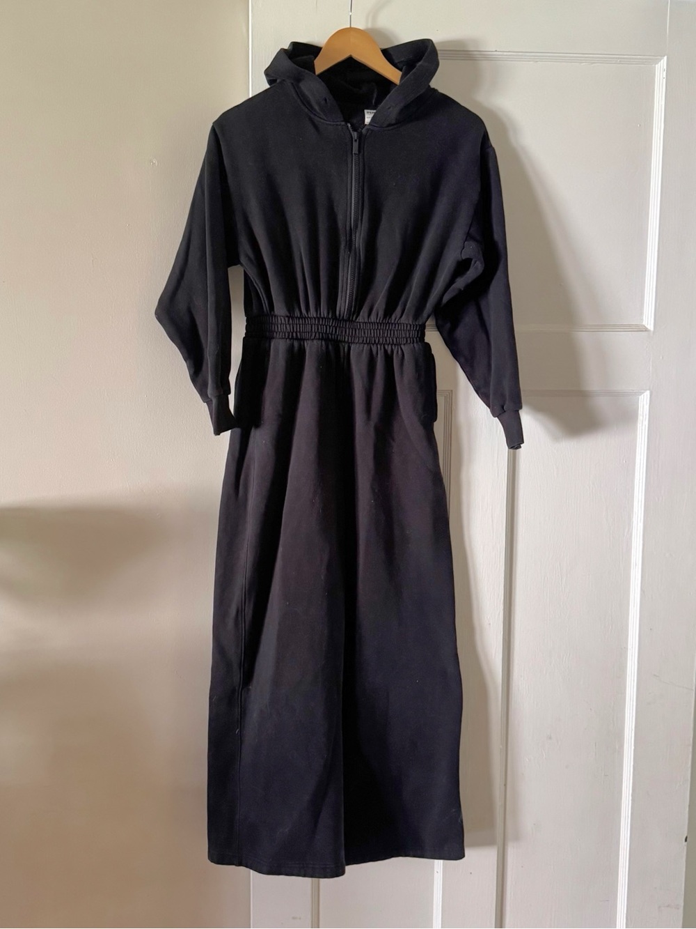 PINK Victoria's Secret Black Fleece Hoodie One-Piece Jumpsuit Small